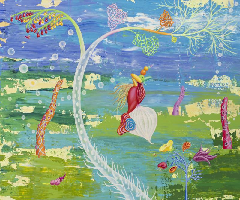 Scène tropicale, 2022 - Acrylique et huile sur toile de lin - 150 x 180 cm © Courtesy Galerie Anne de Villepoix