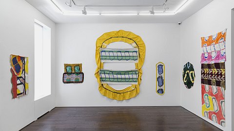 Vue de l’exposition ‘‘Claude Viallat, Oeuvres Majeures 1967 - 2017‘‘ à la Galerie Ceysson & Bénétière New York © Galerie Ceysson & Bénétière