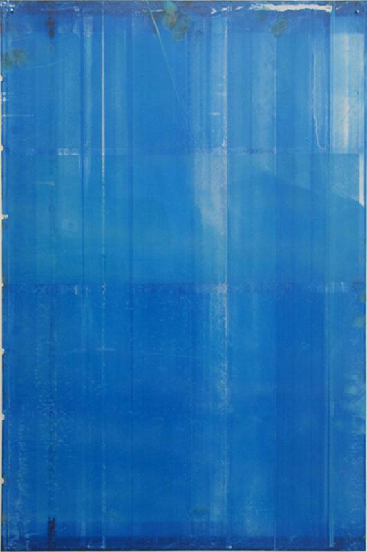 Ryan Foerster, Miami Blue - printing plate, 2012, aluminum printing plate, 35 x 23 inches unique work, Photograph by Charles Benton © Ryan Foerster