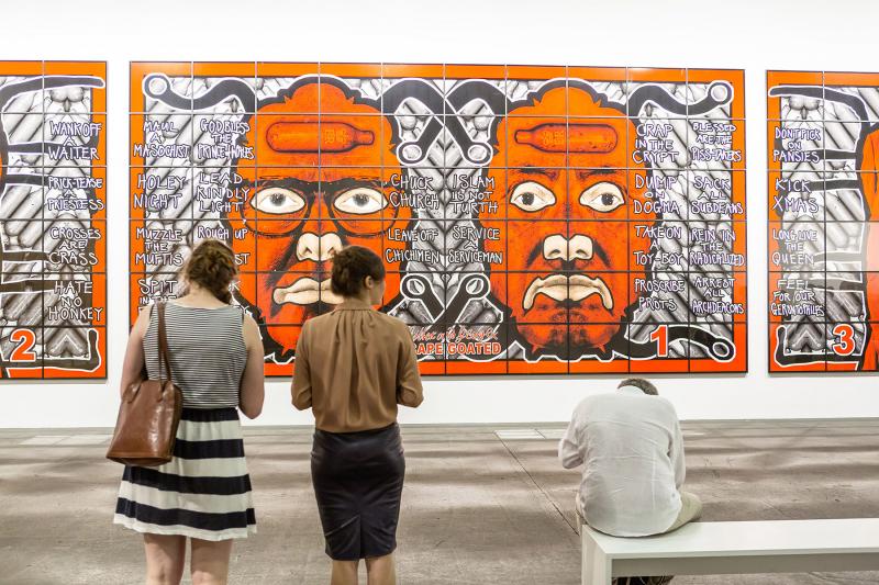 Gilbert & George,Scapegoated. A triptych, 2013 Unlimited in Basel 2015 © Art Basel